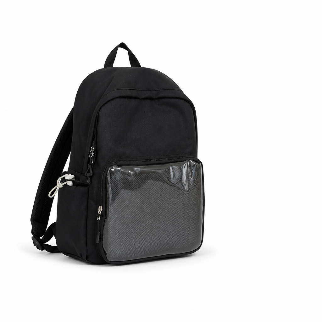 Transparent Panel Water-Resistant School Backpack (Padded Straps & Laptop Pocket) | ribuella