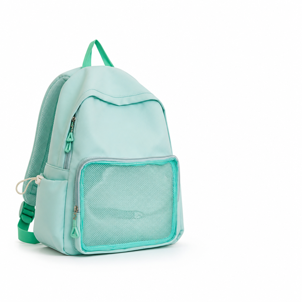 Transparent Panel Water-Resistant School Backpack (Padded Straps & Laptop Pocket) | ribuella