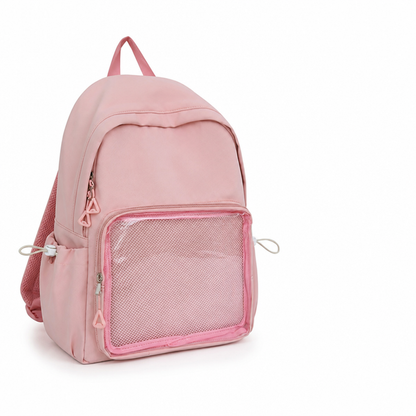 Transparent Panel Water-Resistant School Backpack (Padded Straps & Laptop Pocket) | ribuella