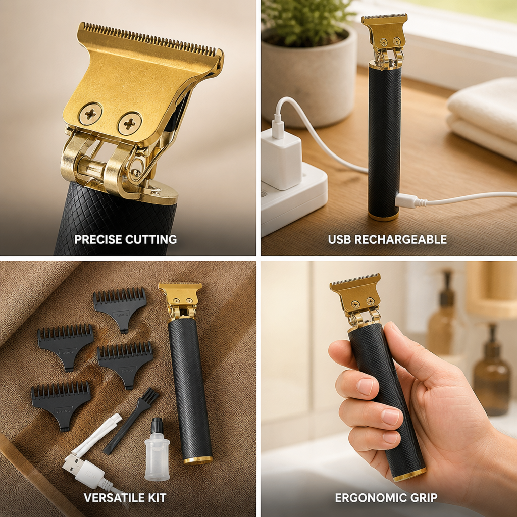 USB-Rechargeable Stainless Steel Hair & Beard Trimmer (60-Minute Runtime) | ribuella