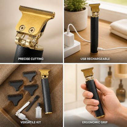USB-Rechargeable Stainless Steel Hair & Beard Trimmer (60-Minute Runtime) | ribuella