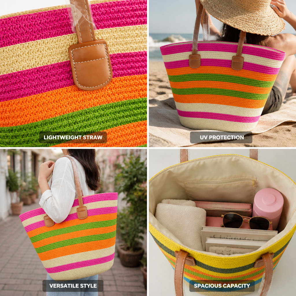 UV-Protective Wide Brim Straw Sun Hat (Adjustable Fit) | ribuella