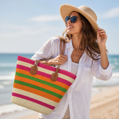 UV-Protective Wide Brim Straw Sun Hat (Adjustable Fit) | ribuella