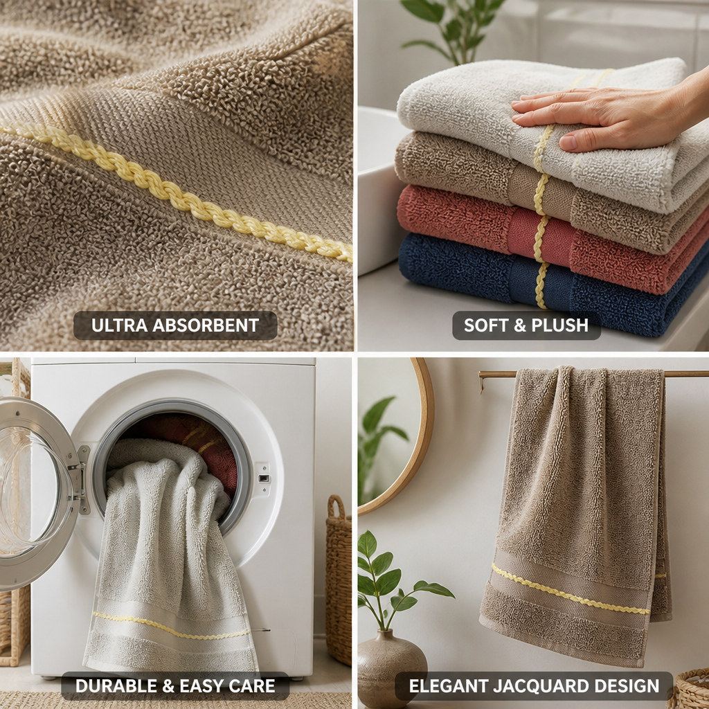 Ultra-Absorbent Cotton Terry Jacquard Bath Towel | ribuella