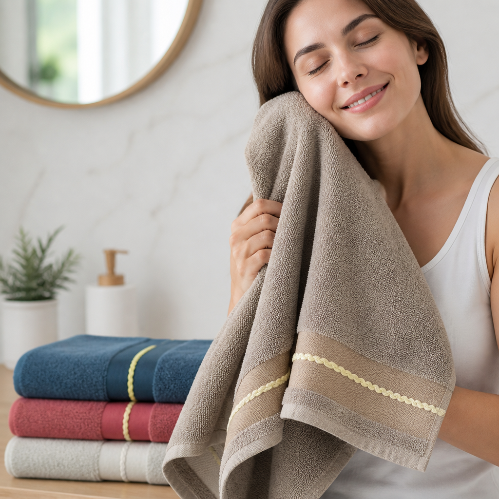 Ultra-Absorbent Cotton Terry Jacquard Bath Towel | ribuella
