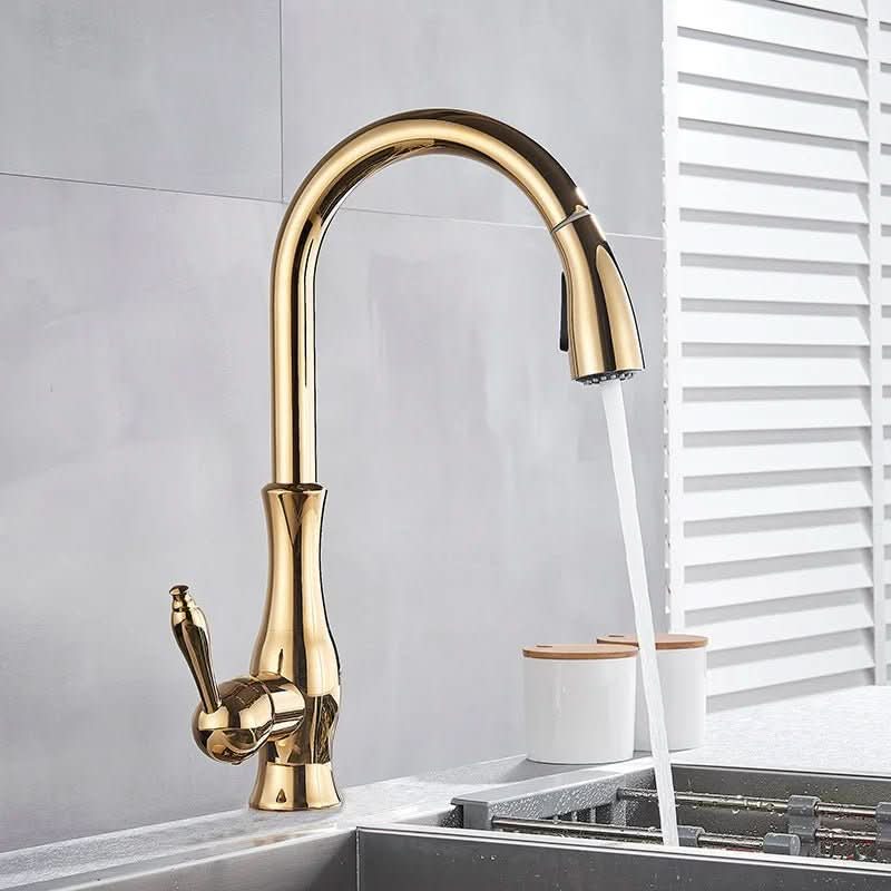 Auravista Golden Kitchen Mixer — Pull-Out Spray, Swivel Spout