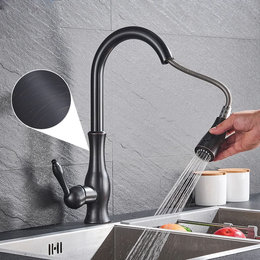 Auravista Golden Kitchen Mixer — Pull-Out Spray, Swivel Spout