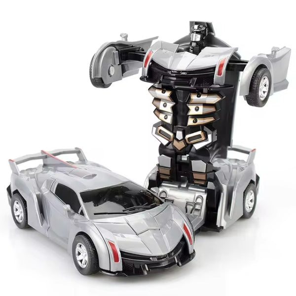 Kaukosäädettävä muuntautuva robottiauto, LED-valot ja pyörivät renkaat