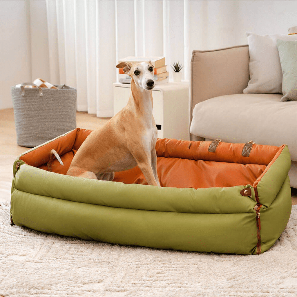 PawVogue Elite Large Dog Car Seat Bed — Non-Slip Faux Leather Cover