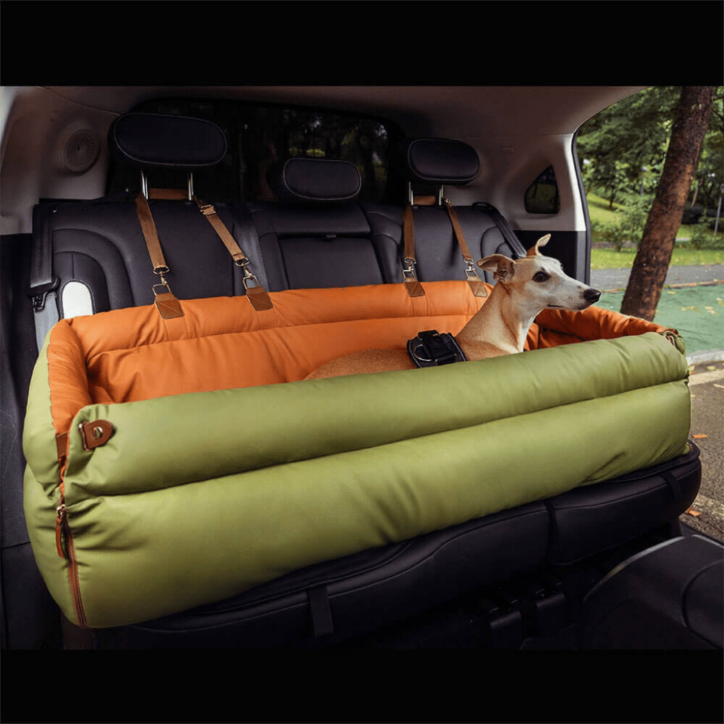 PawVogue Elite Large Dog Car Seat Bed — Non-Slip Faux Leather Cover