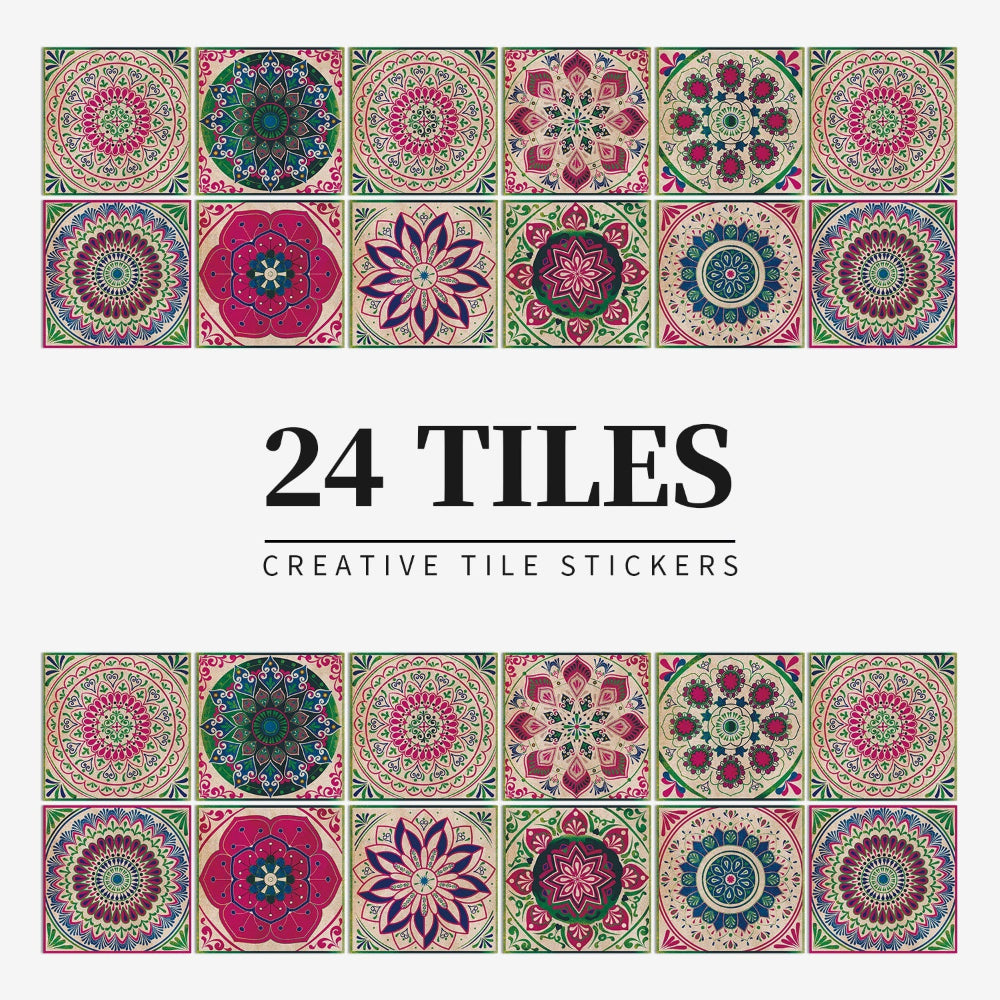Decorative Tile Pattern Wall Stickers – Peel And Stick Removable Decals, 24 Pack