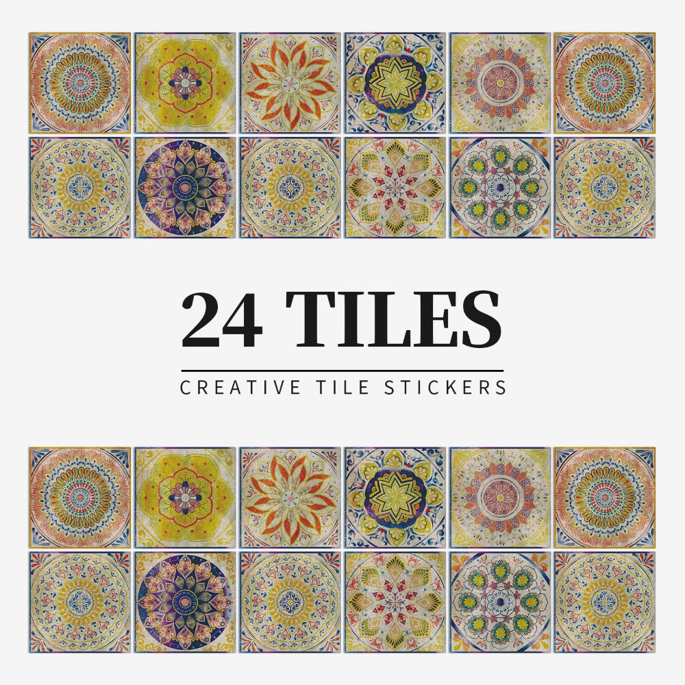 Decorative Tile Pattern Wall Stickers – Peel And Stick Removable Decals, 24 Pack