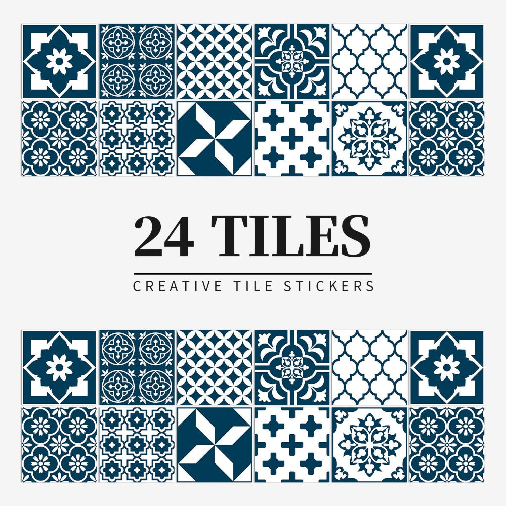 Decorative Tile Pattern Wall Stickers – Peel And Stick Removable Decals, 24 Pack