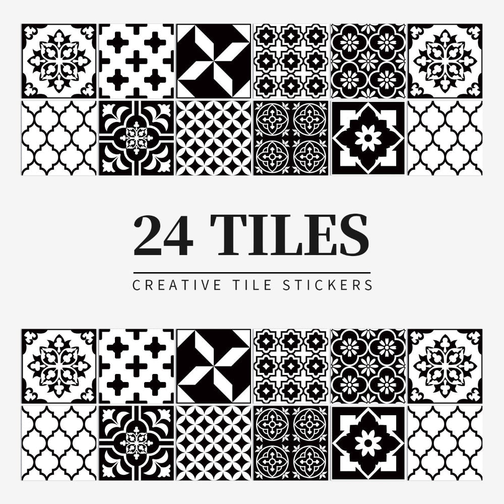 Decorative Tile Pattern Wall Stickers – Peel And Stick Removable Decals, 24 Pack
