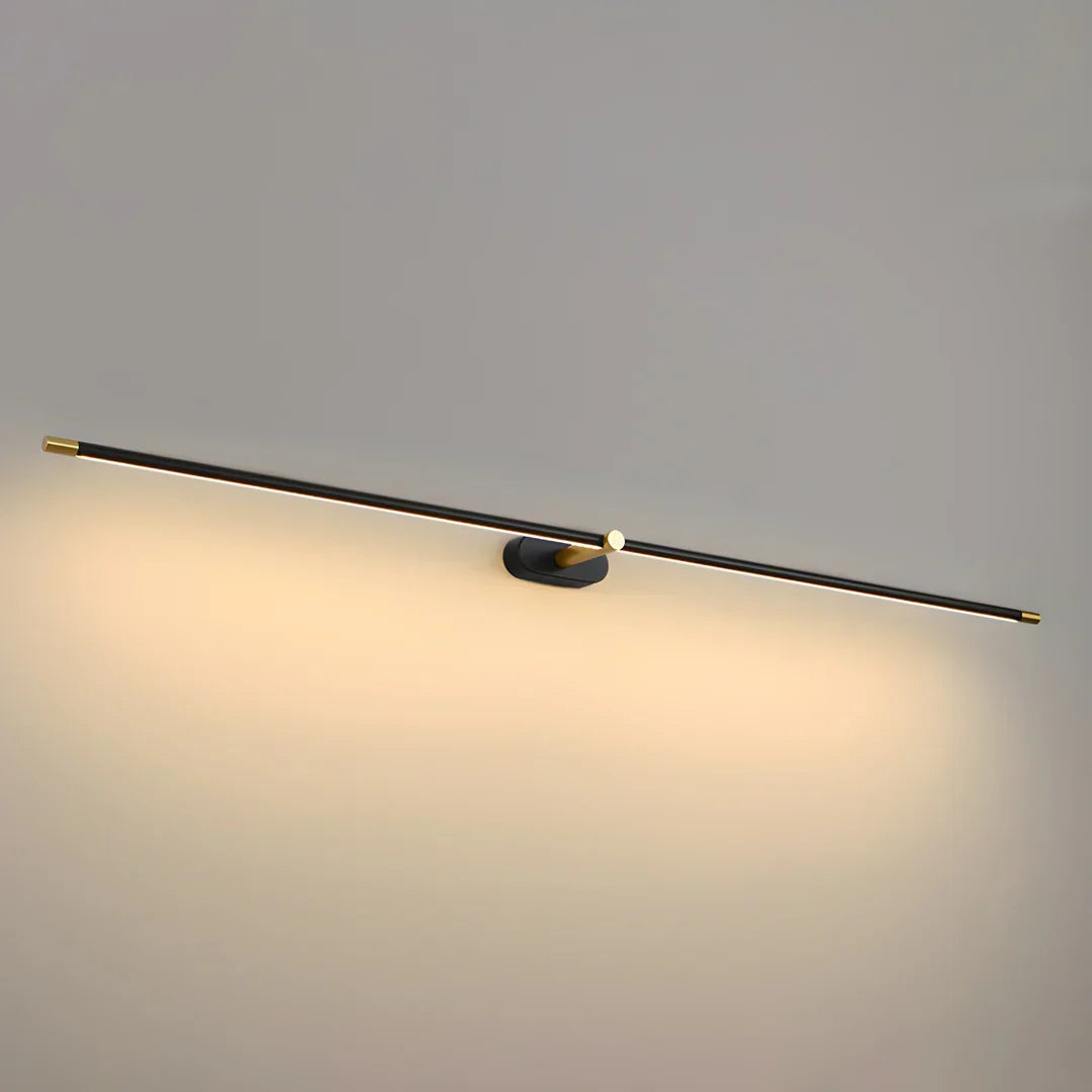 Ivox gull- og svart lineær vegglampe, ultratynt moderne design