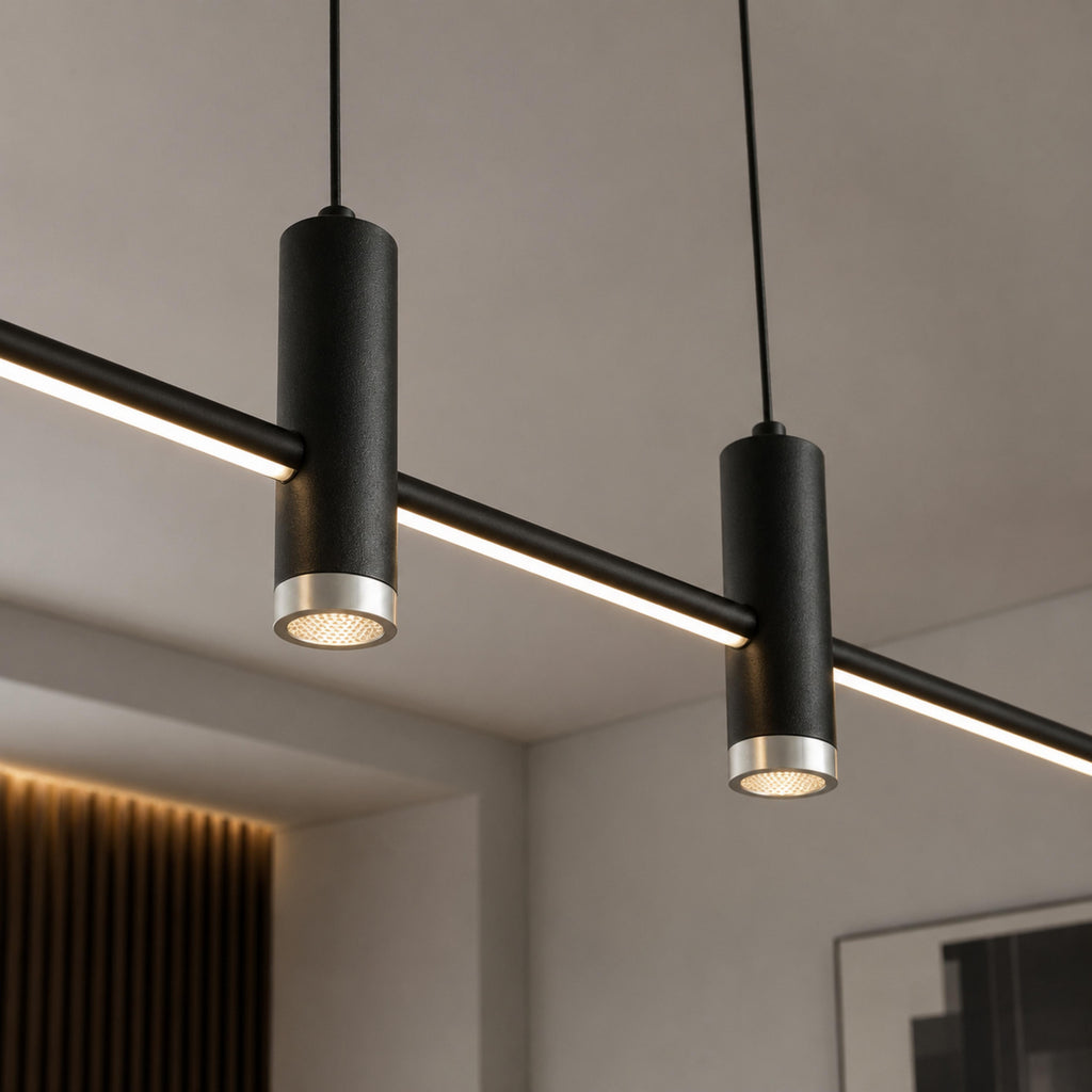 Moderní nastavitelná závěsná lampa, kovové svítidlo s LED technologií pro osvětlení kuchyně | ribuella