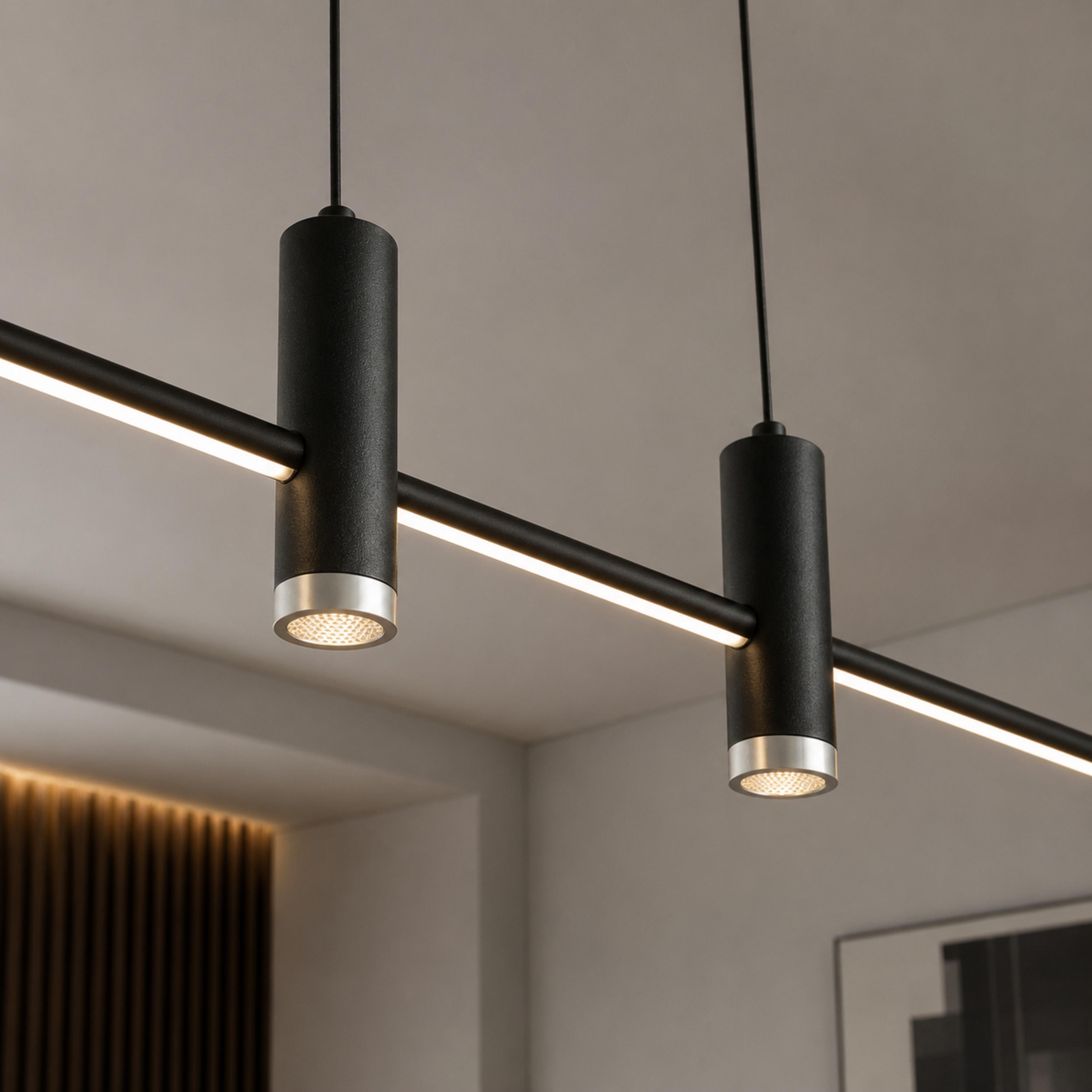 Moderní nastavitelná závěsná lampa, kovové svítidlo s LED technologií pro osvětlení kuchyně | ribuella
