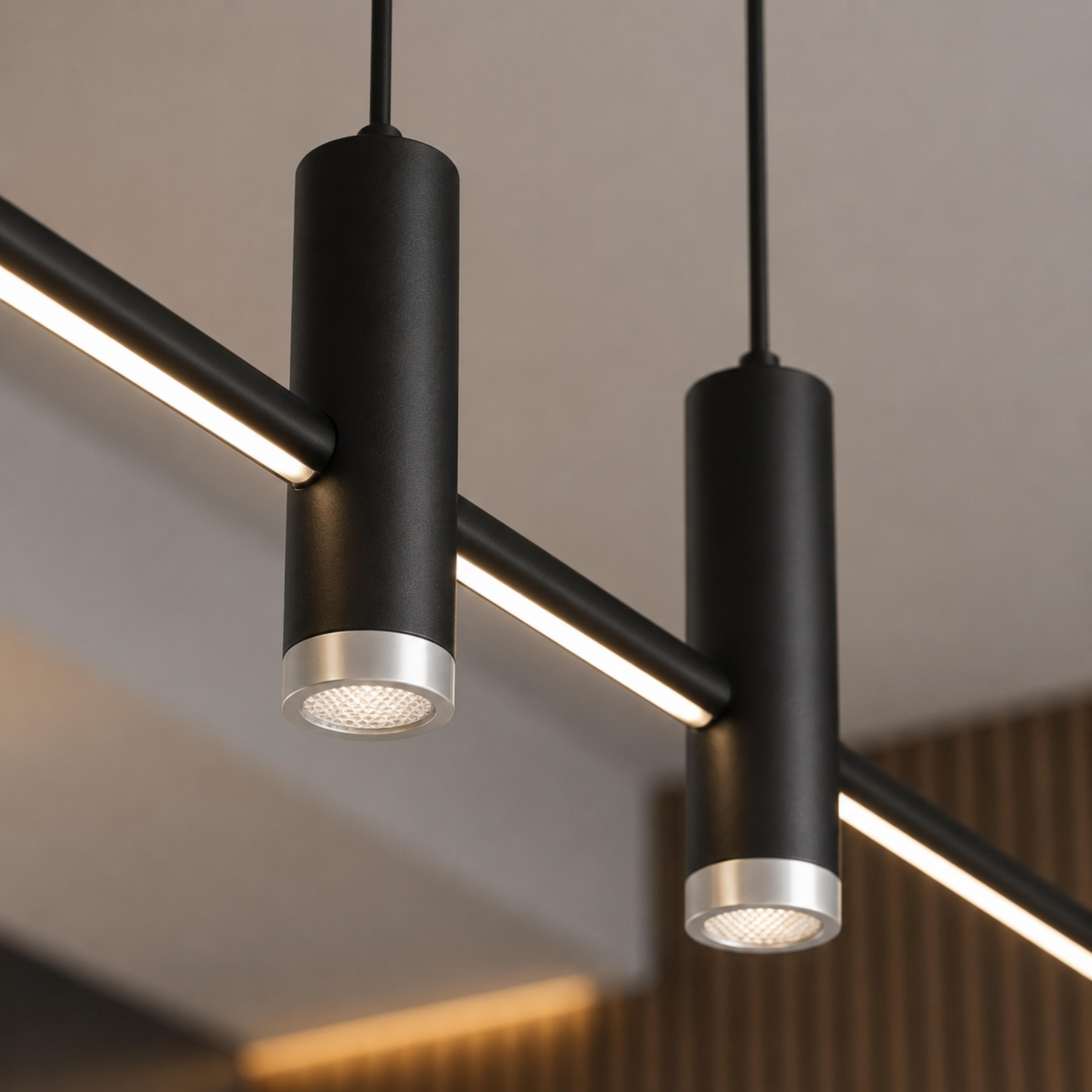 Moderní nastavitelná závěsná lampa, kovové svítidlo s LED technologií pro osvětlení kuchyně | ribuella