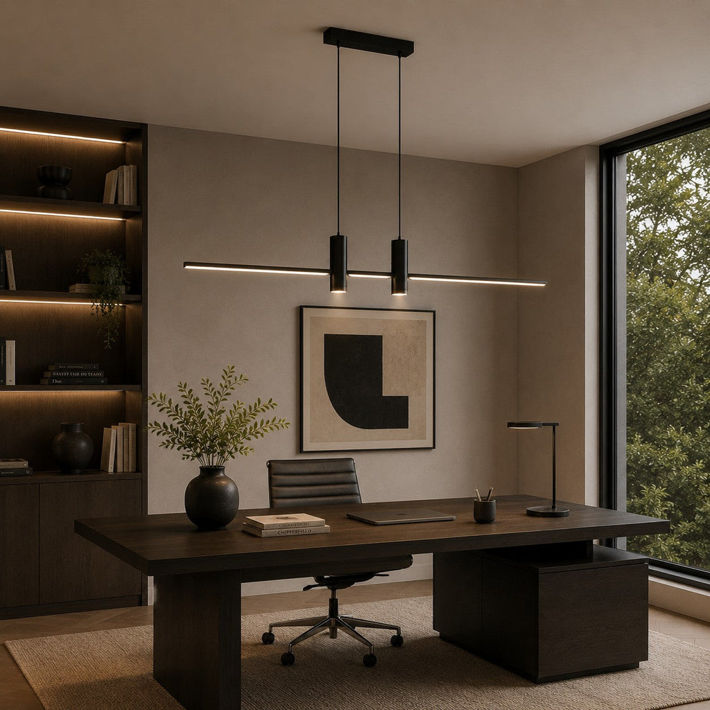 Moderní nastavitelná závěsná lampa, kovové svítidlo s LED technologií pro osvětlení kuchyně | ribuella