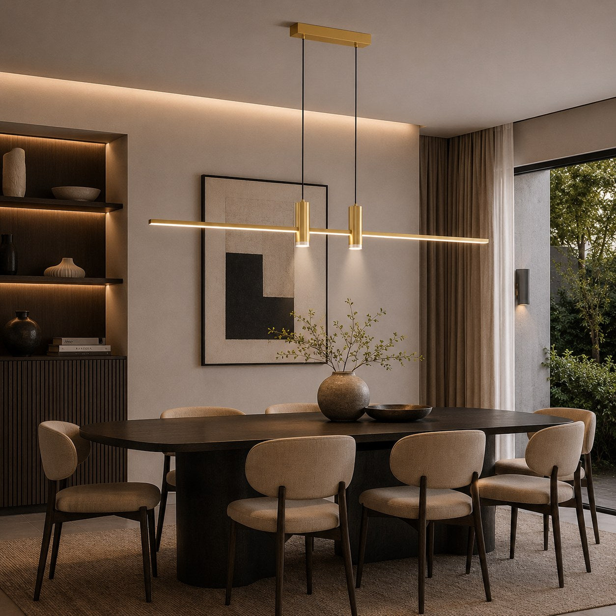 Moderní nastavitelná závěsná lampa, kovové svítidlo s LED technologií pro osvětlení kuchyně | ribuella