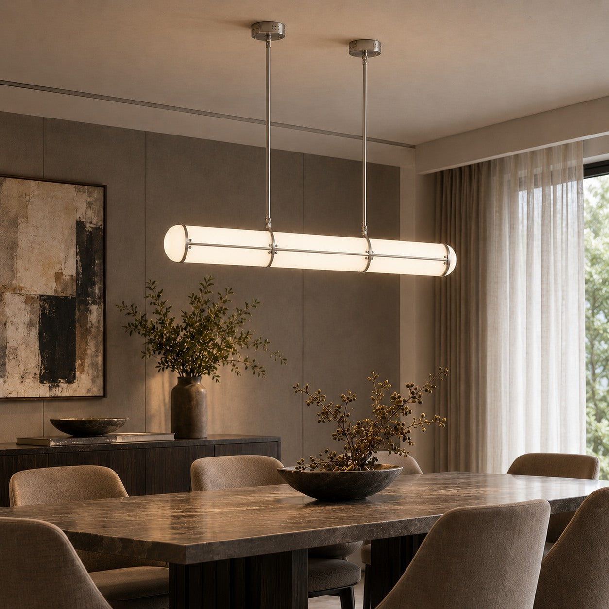 Moderní nastavitelná závěsná lampa, kovové LED svítidlo pro kuchyň a jídelní prostory | ribuella