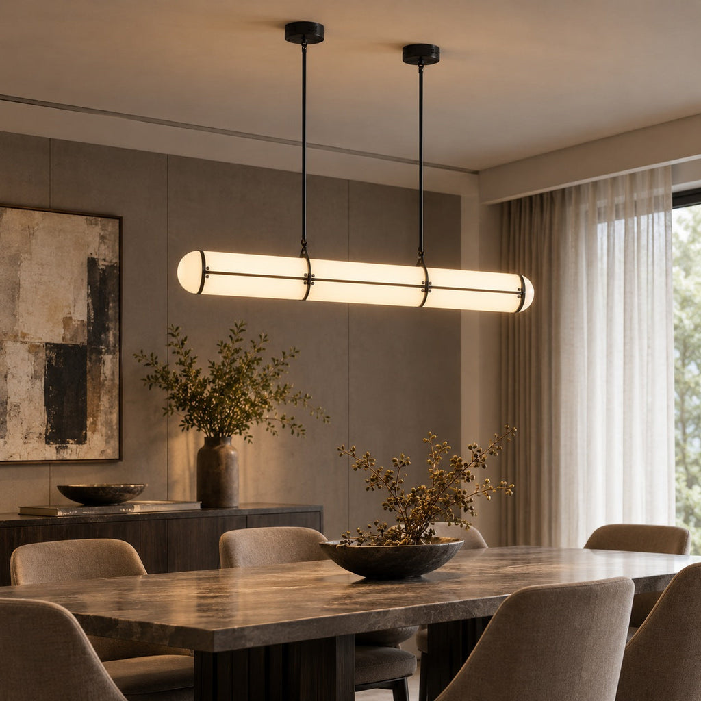 Moderní nastavitelná závěsná lampa, kovové LED svítidlo pro kuchyň a jídelní prostory | ribuella