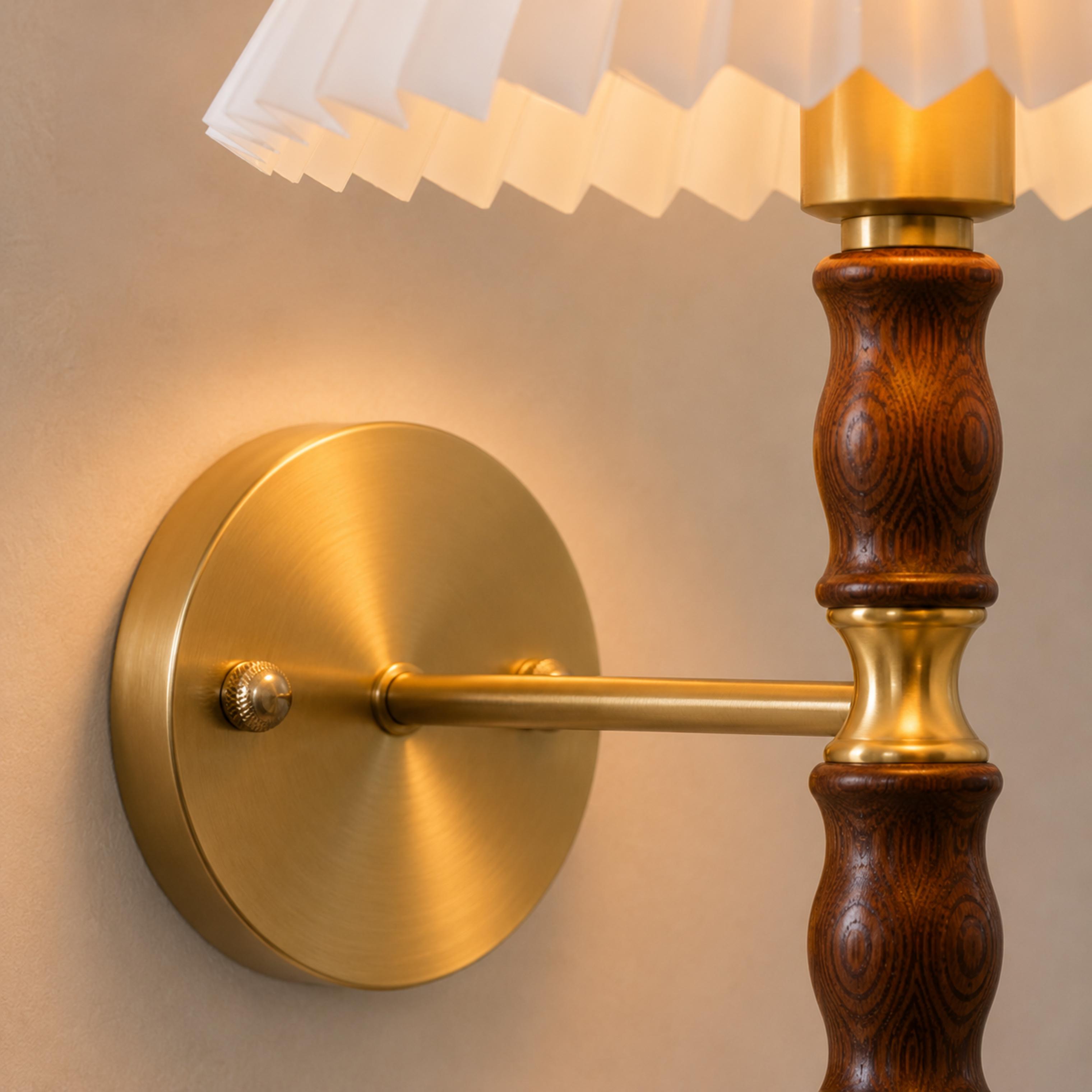 Modern Adjustable Wall Light Sconce in Walnut Fabric with LED for Indoor Use | ribuella