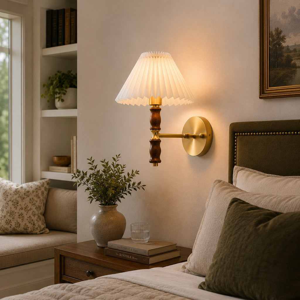 Modern Adjustable Wall Light Sconce in Walnut Fabric with LED for Indoor Use | ribuella