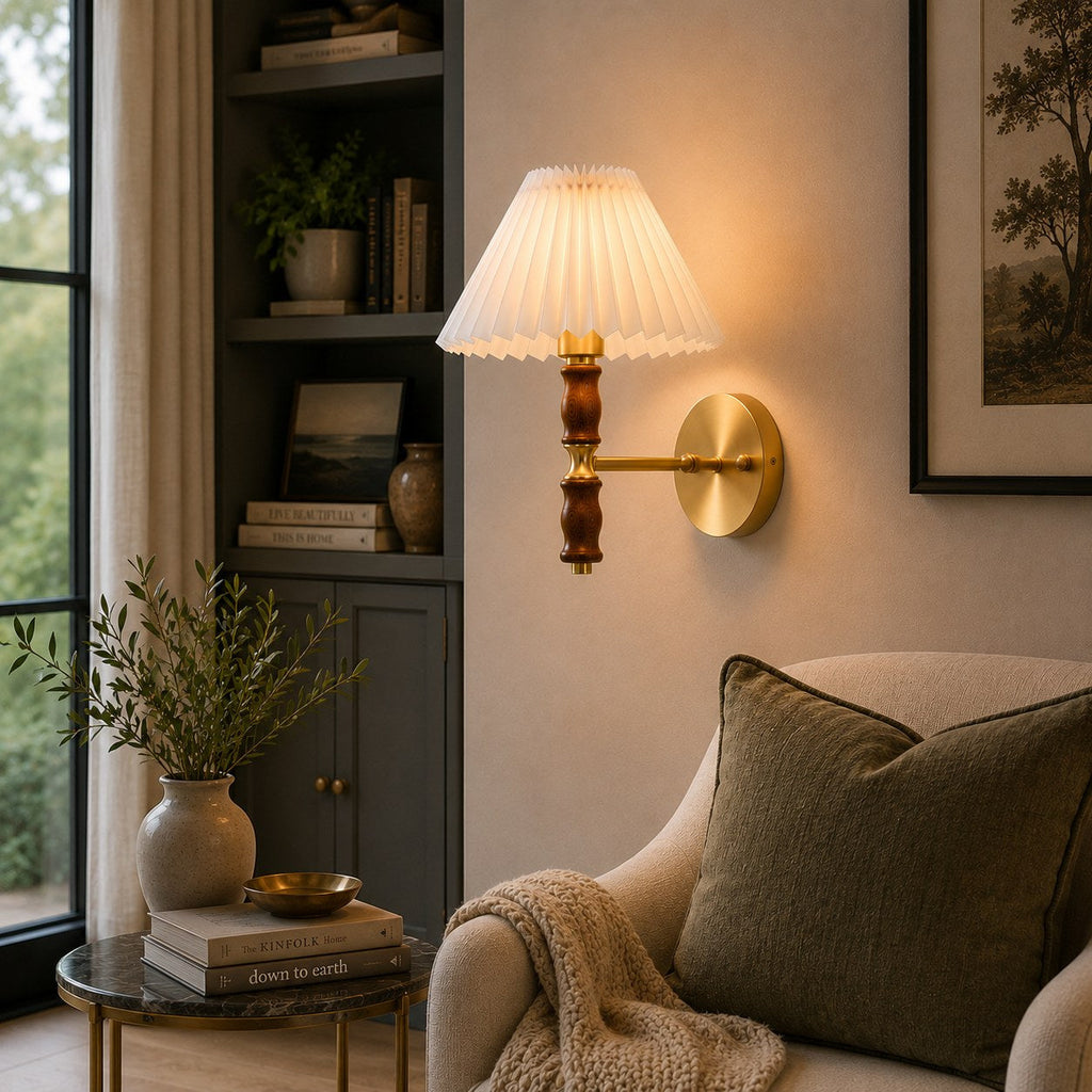 Modern Adjustable Wall Light Sconce in Walnut Fabric with LED for Indoor Use | ribuella