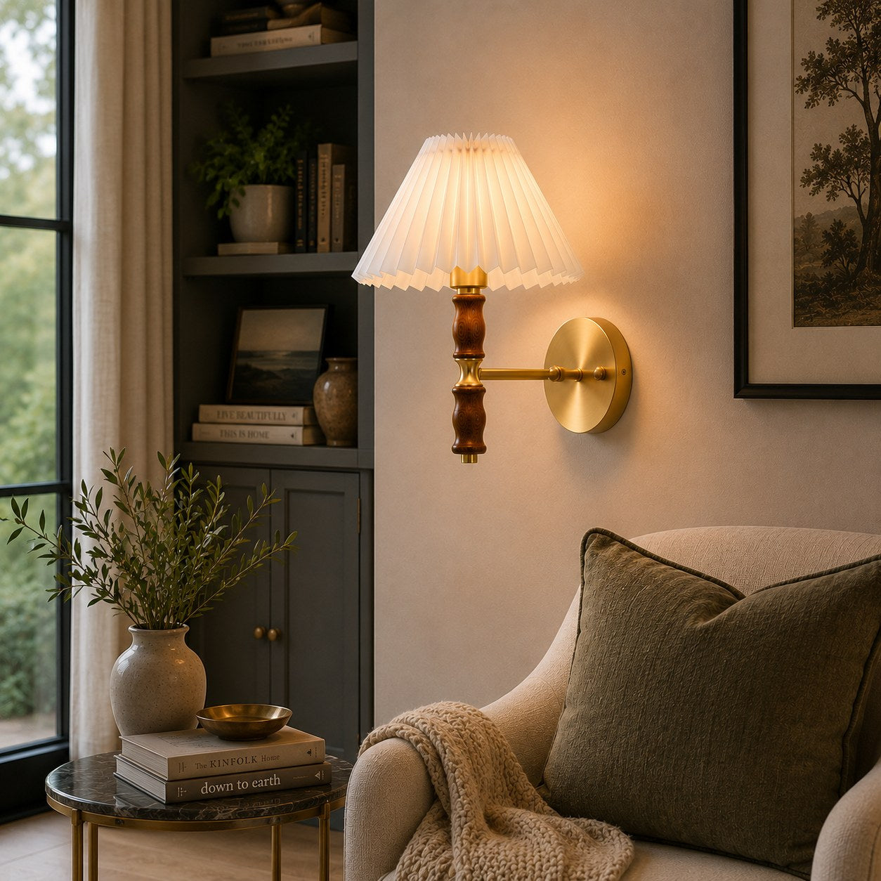 Modern Adjustable Wall Light Sconce in Walnut Fabric with LED for Indoor Use | ribuella
