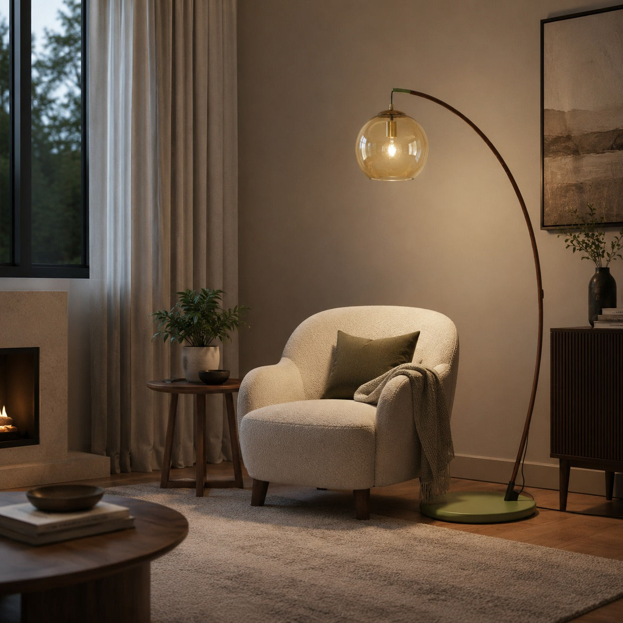Modern Arc Floor Lamp Adjustable Metal Shade LED Lighting for Living Room and Bedroom | ribuella