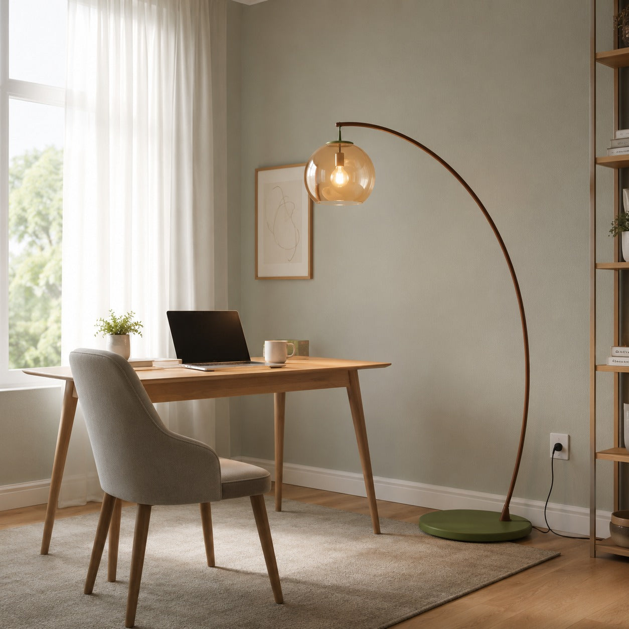Modern Arc Floor Lamp Adjustable Metal Shade LED Lighting for Living Room and Bedroom | ribuella
