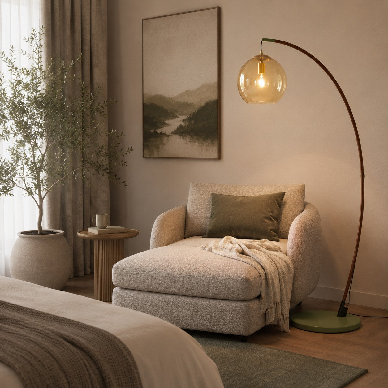 Modern Arc Floor Lamp Adjustable Metal Shade LED Lighting for Living Room and Bedroom | ribuella