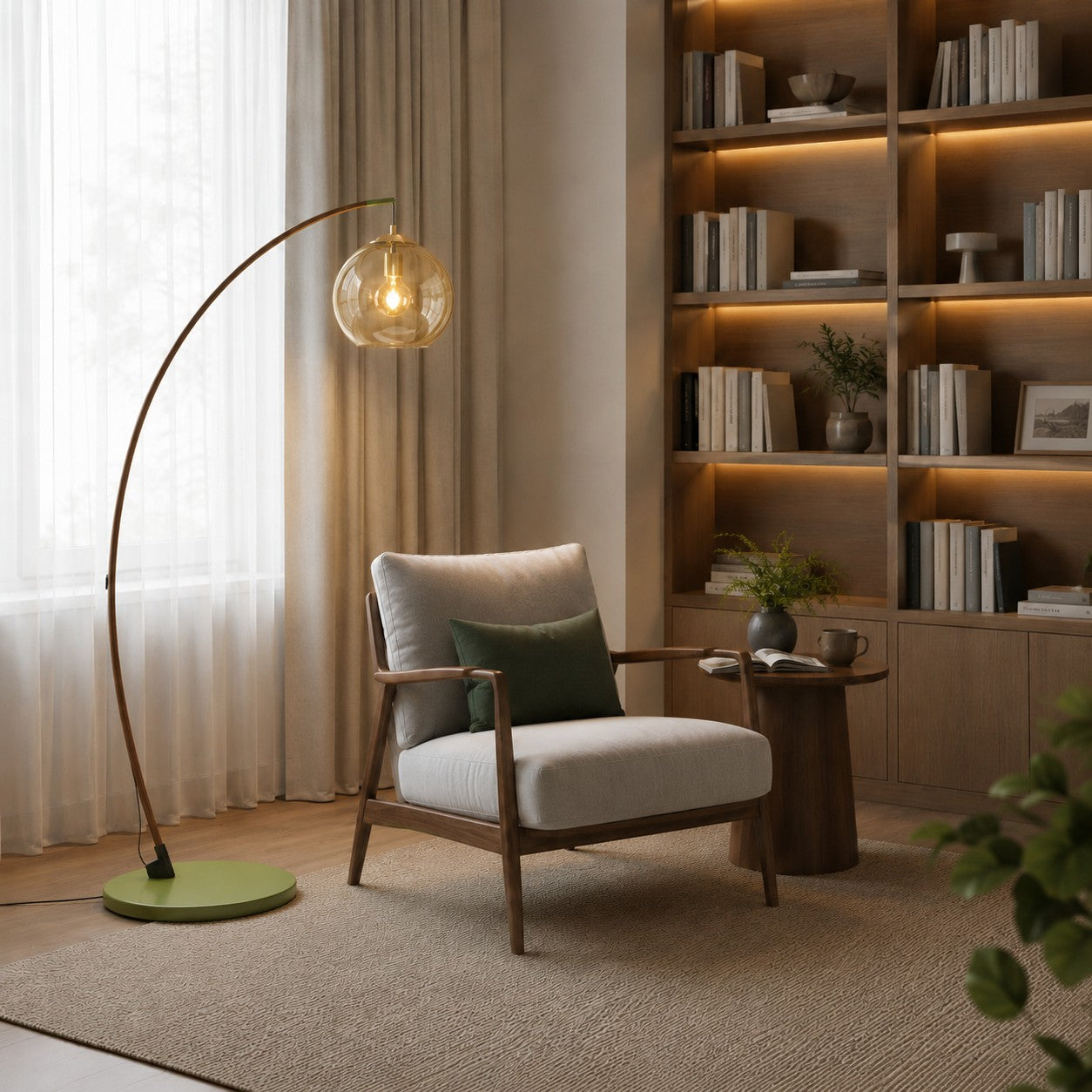 Modern Arc Floor Lamp Adjustable Metal Shade LED Lighting for Living Room and Bedroom | ribuella