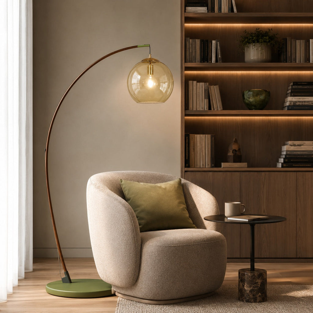Modern Arc Floor Lamp Adjustable Metal Shade LED Lighting for Living Room and Bedroom | ribuella