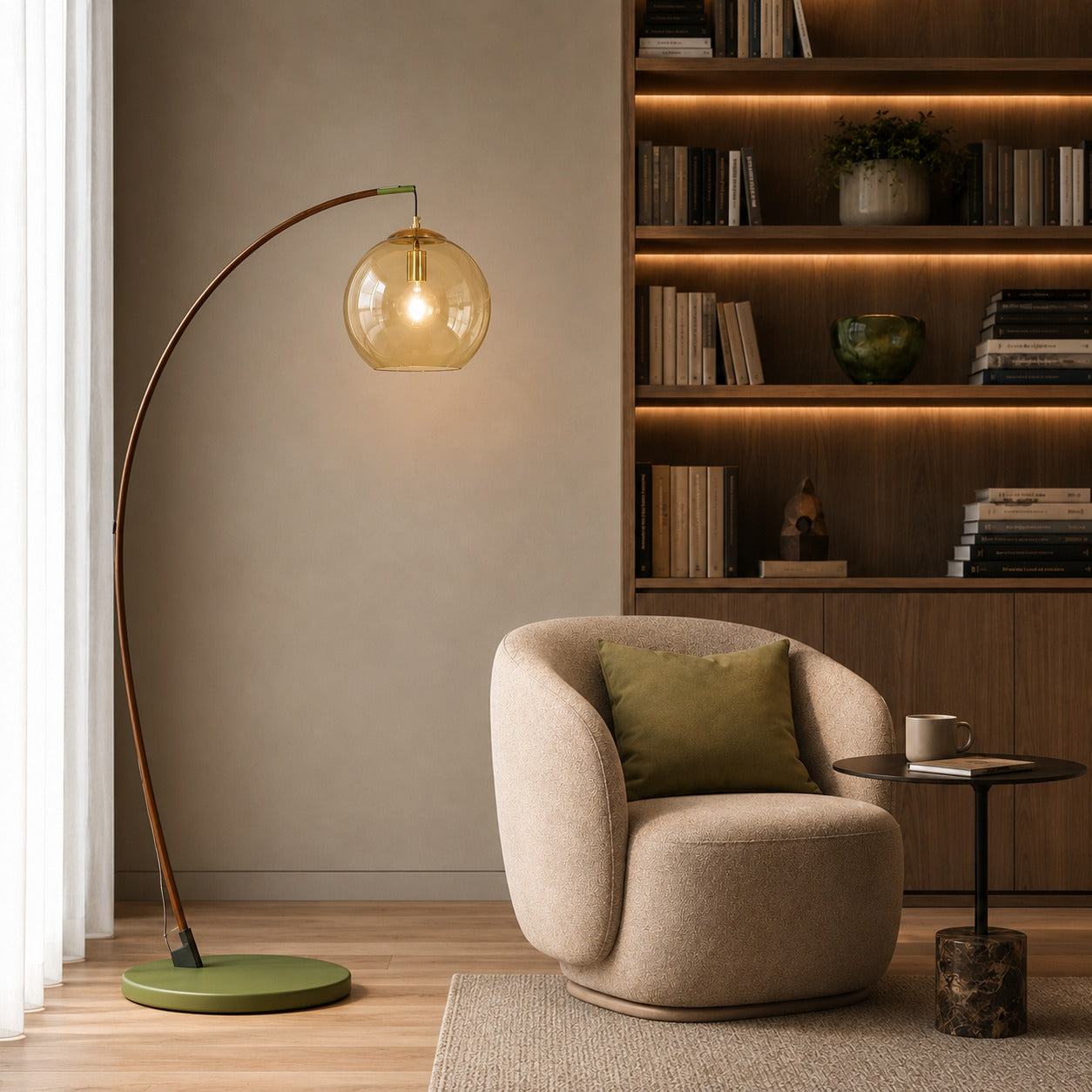 Modern Arc Floor Lamp Adjustable Metal Shade LED Lighting for Living Room and Bedroom | ribuella
