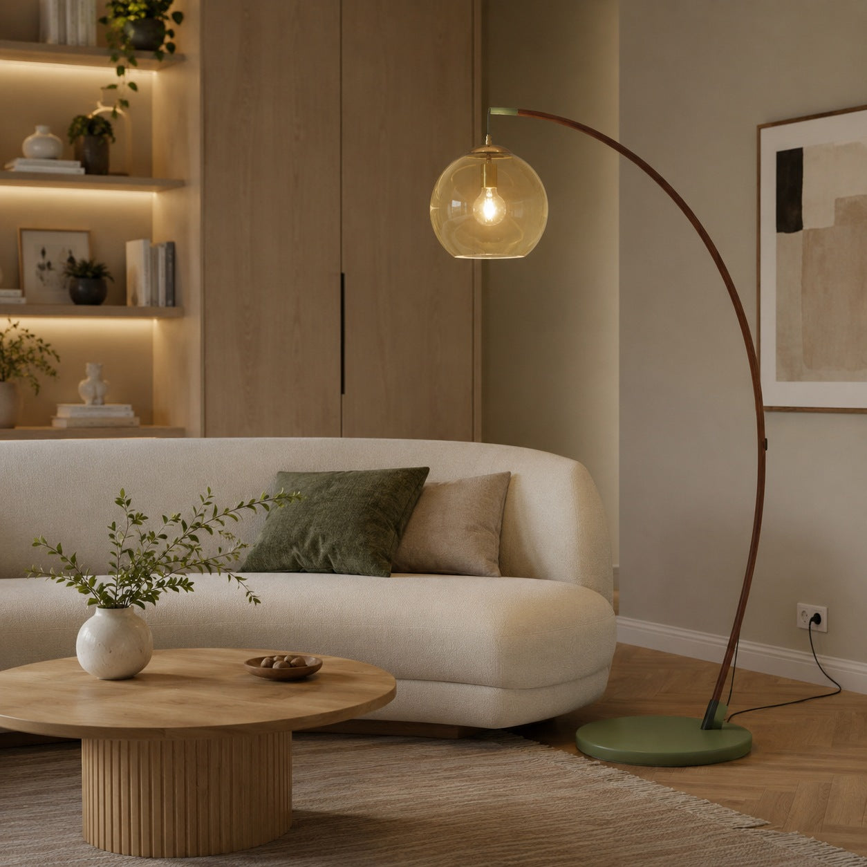 Modern Arc Floor Lamp Adjustable Metal Shade LED Lighting for Living Room and Bedroom | ribuella