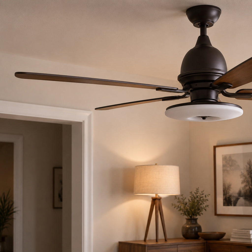 Modern Ceiling Fan with Lights 52 Inch Flush Mount Plywood Blades LED Dimmable Light | ribuella
