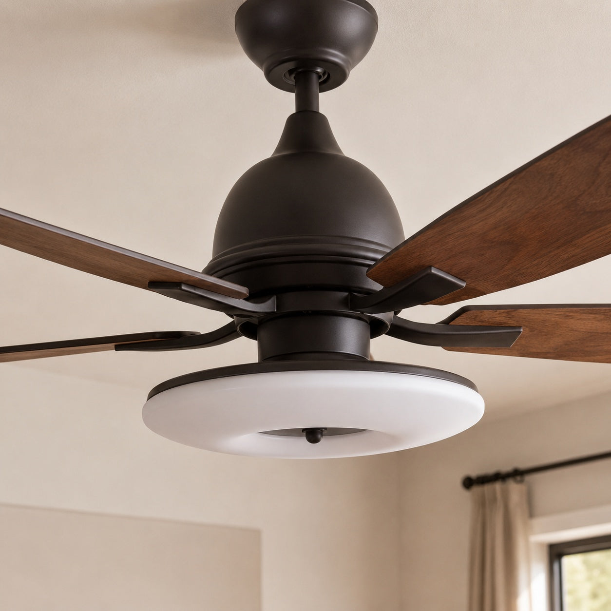 Modern Ceiling Fan with Lights 52 Inch Flush Mount Plywood Blades LED Dimmable Light | ribuella