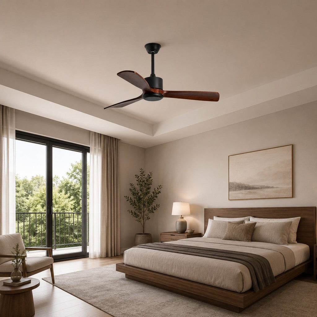 Modern Ceiling Fan with Remote Control Adjustable Wind Speed Wood Blades Silent Operation 60 Inch | ribuella