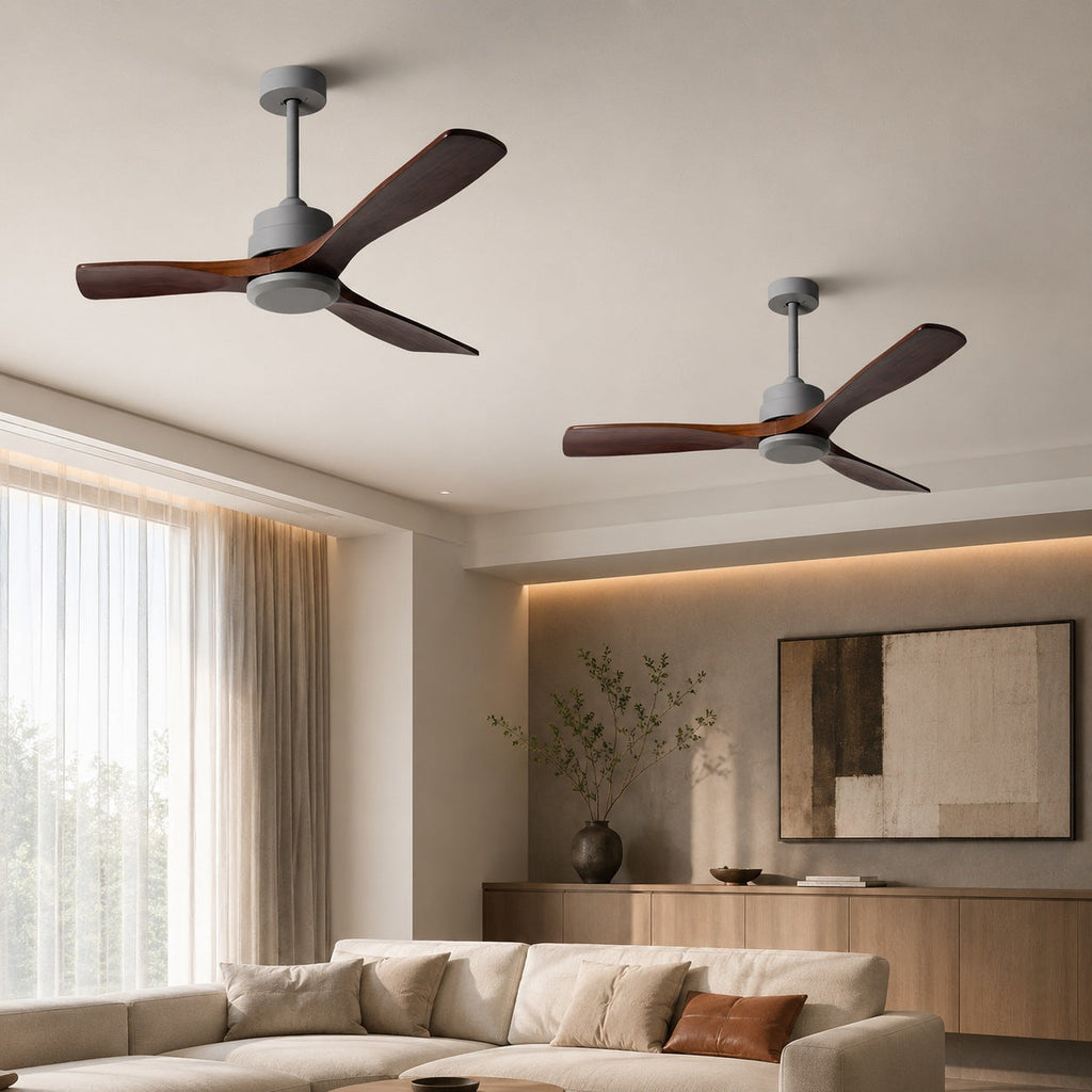 Modern Ceiling Fan with Remote Control Adjustable Wind Speed Wood Blades Silent Operation 60 Inch | ribuella