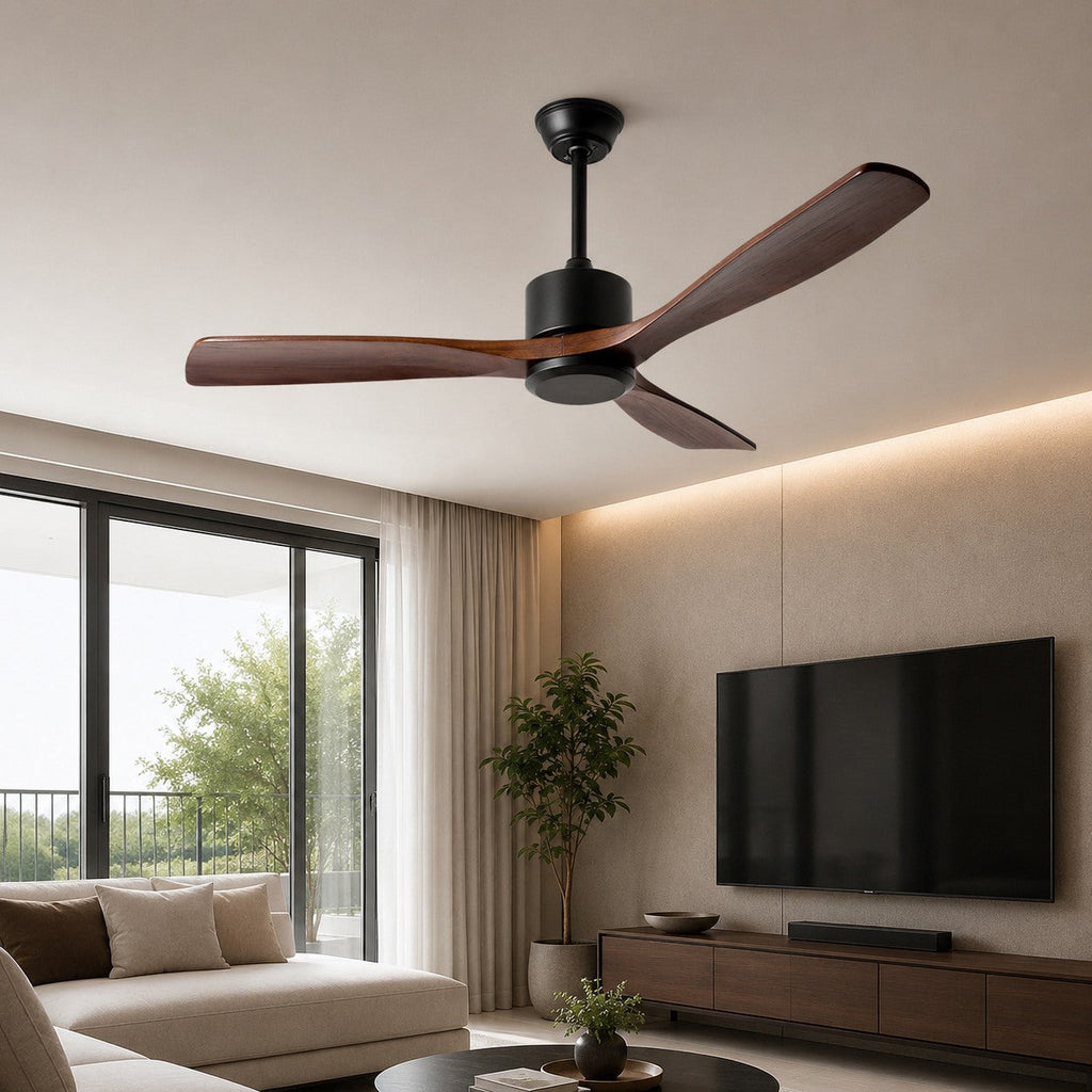 Modern Ceiling Fan with Remote Control Adjustable Wind Speed Wood Blades Silent Operation 60 Inch | ribuella