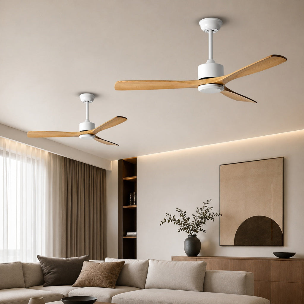 Modern Ceiling Fan with Remote Control Adjustable Wind Speed Wood Blades Silent Operation 60 Inch | ribuella