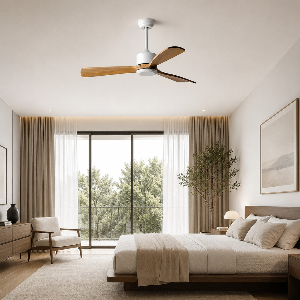 Modern Ceiling Fan with Remote Control Adjustable Wind Speed Wood Blades Silent Operation 60 Inch | ribuella