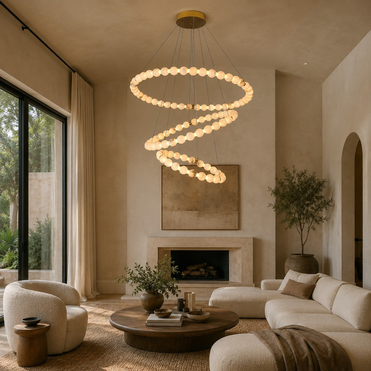 Moderní designový závěsný lustr s mramorovými svítidly, stmívatelnými nastavitelnými LED světly pro luxusní interiéry | ribuella