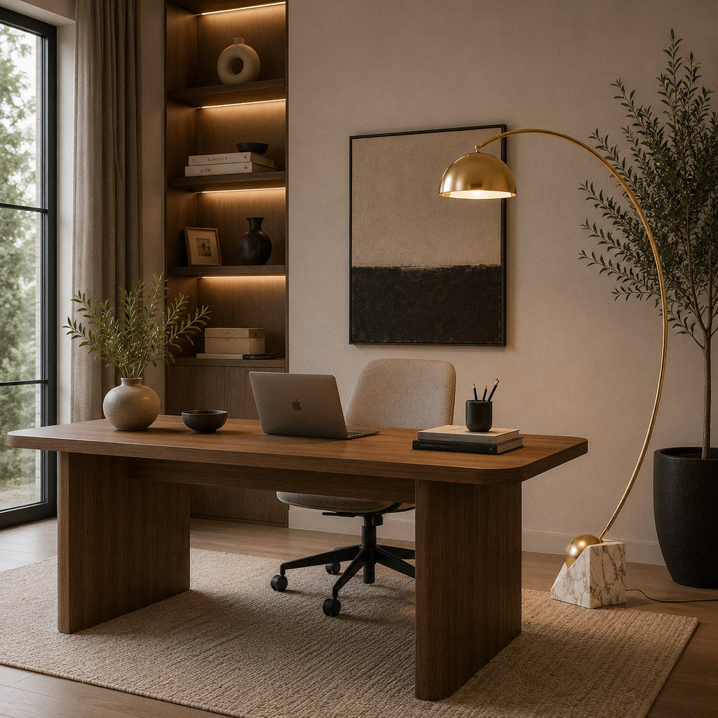 Moderne Stehleuchte mit verstellbarer Höhe, goldfarbenem Marmorsockel und LED-Beleuchtung, 60-72 Inch | ribuella