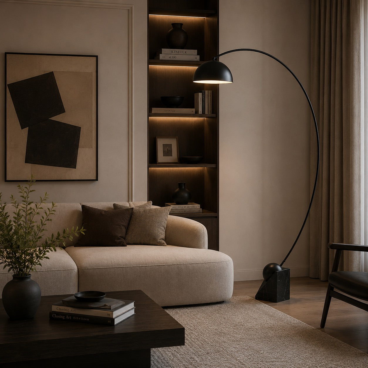 Moderne Stehleuchte mit verstellbarer Höhe, goldfarbenem Marmorsockel und LED-Beleuchtung, 60-72 Inch | ribuella