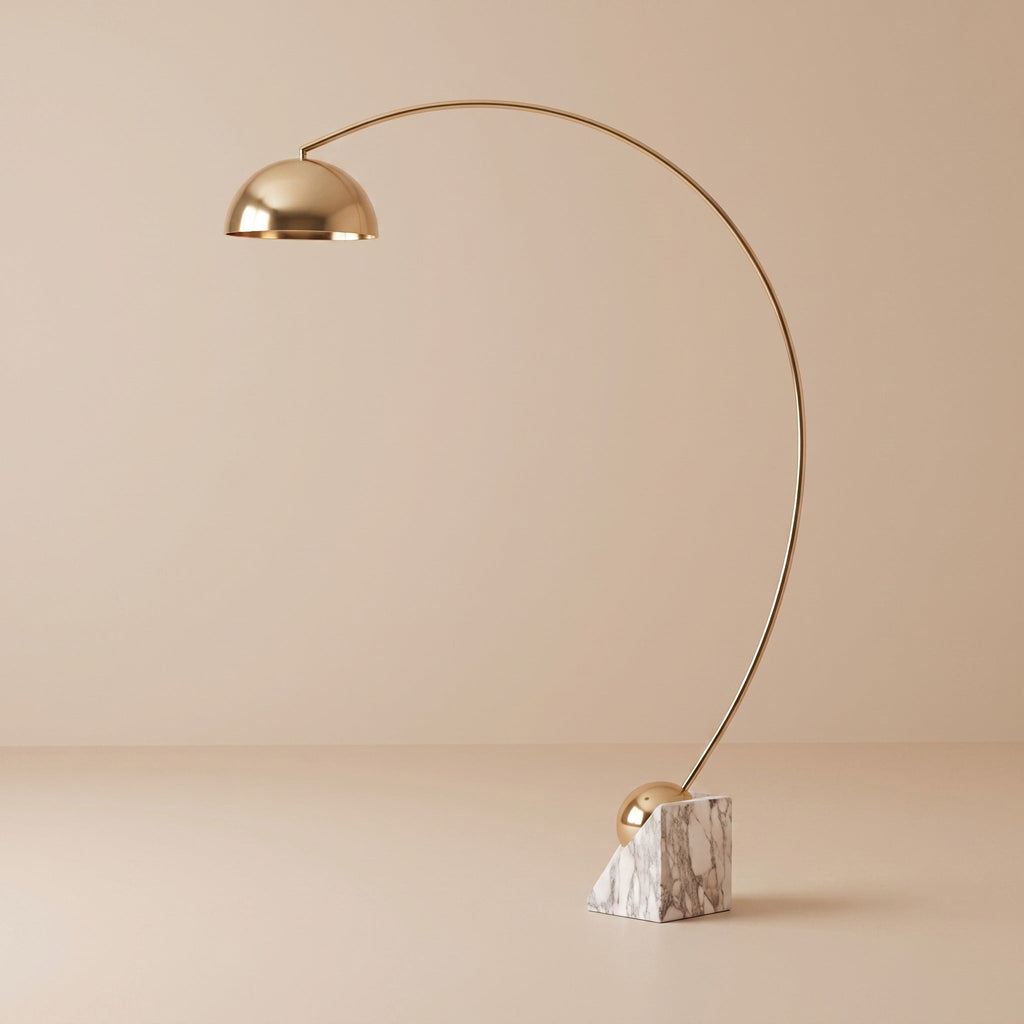 Moderne Stehleuchte mit verstellbarer Höhe, goldfarbenem Marmorsockel und LED-Beleuchtung, 60-72 Inch | ribuella