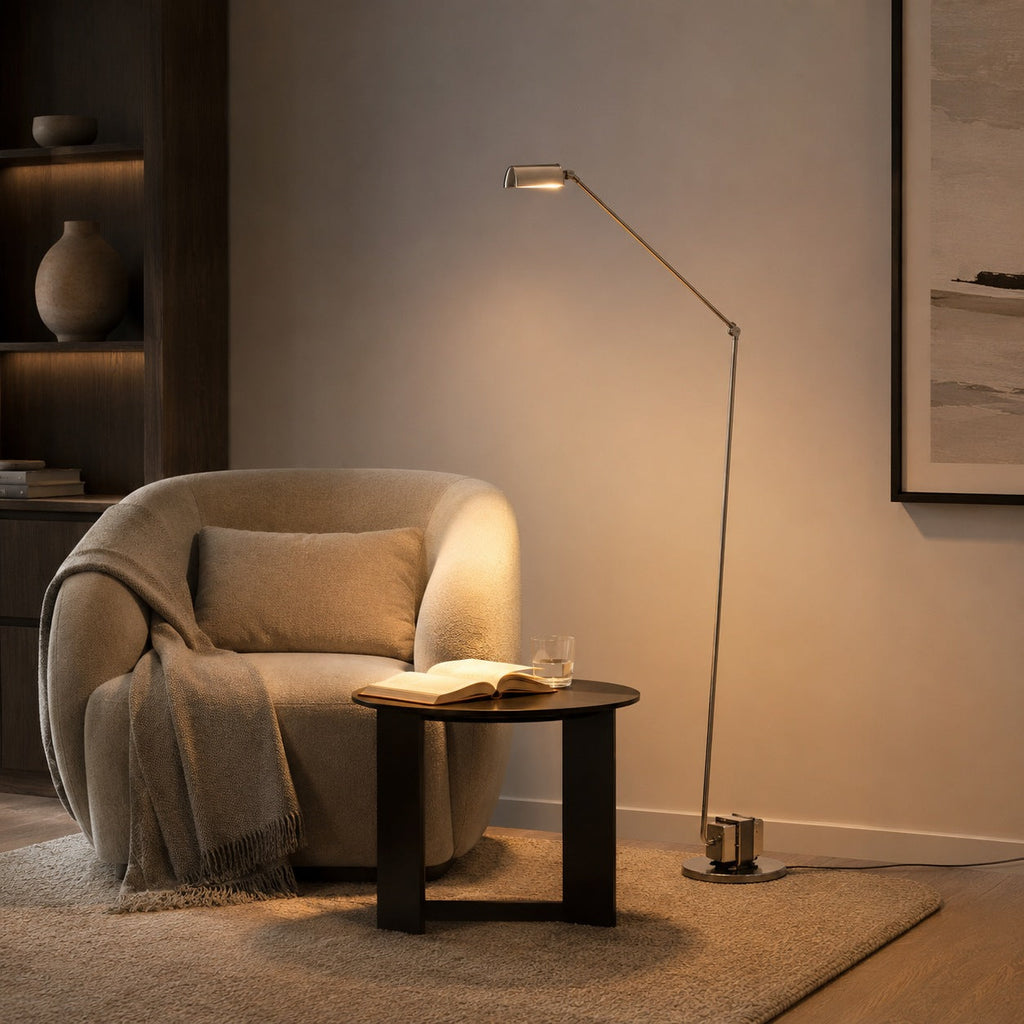 Modern Floor Lamp Adjustable Height Metal Shade LED Lighting for Living Room | ribuella