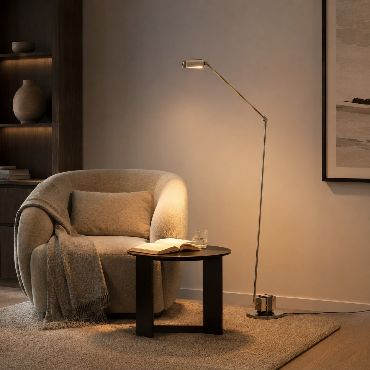 Modern Floor Lamp Adjustable Height Metal Shade LED Lighting for Living Room | ribuella